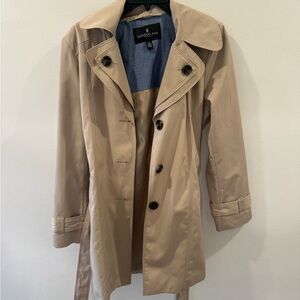 London Fog Beige Waterproof Trench Coat with Hood